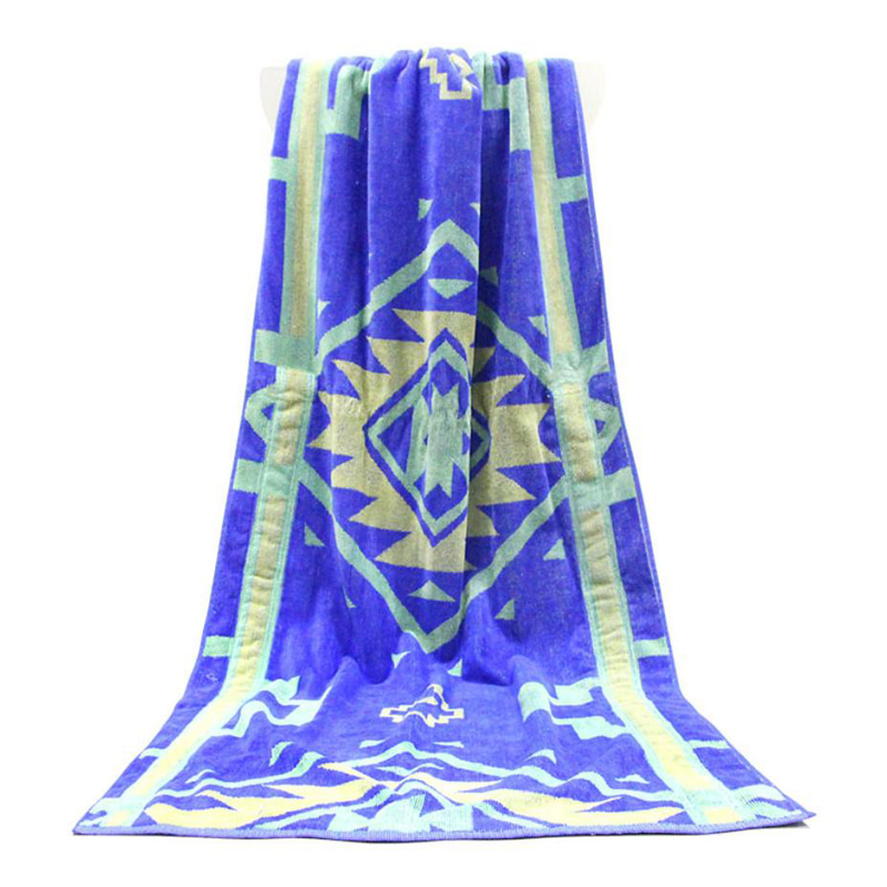 Prosop de plajă din bumbac Jacquard cu buzunar cu fermoar